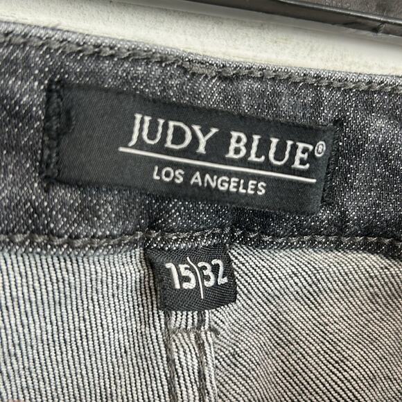 Judy Blue Distressed Holey Faded Stretchy Skinny Jeans Black Gray Size 15/32 - Picture 6 of 9